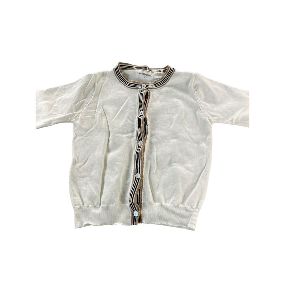 Mud Kingdom Girls White Button Down Cardigan Sweater Youth Size 140 9-10